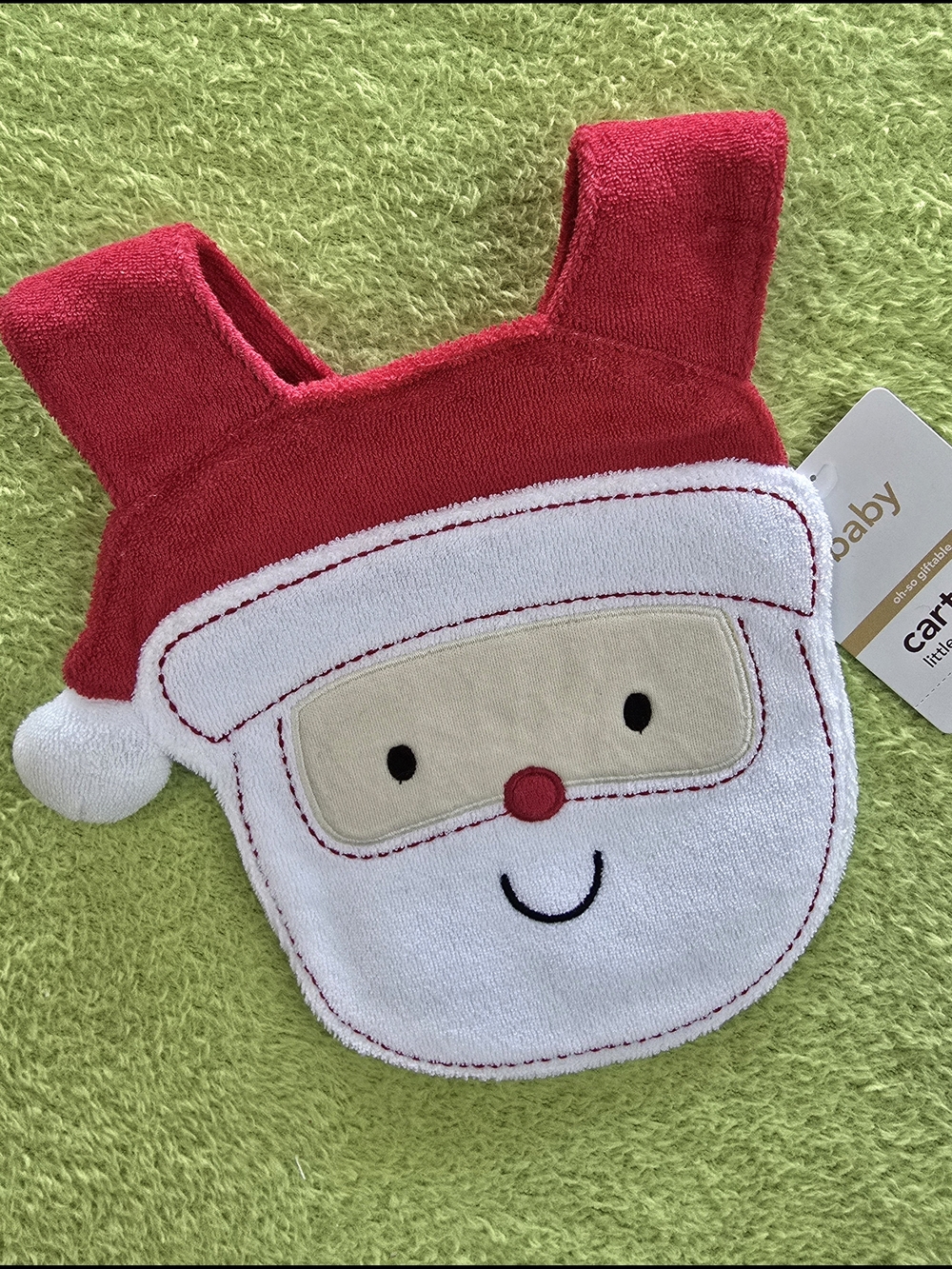 NWT -  BABY GIRLS & BOYS Santa Claus Face BIBS - Christmas Holiday - Terry  (Q5)